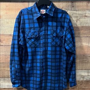 Dickies Men's Blue Plaid flannel Shirt large